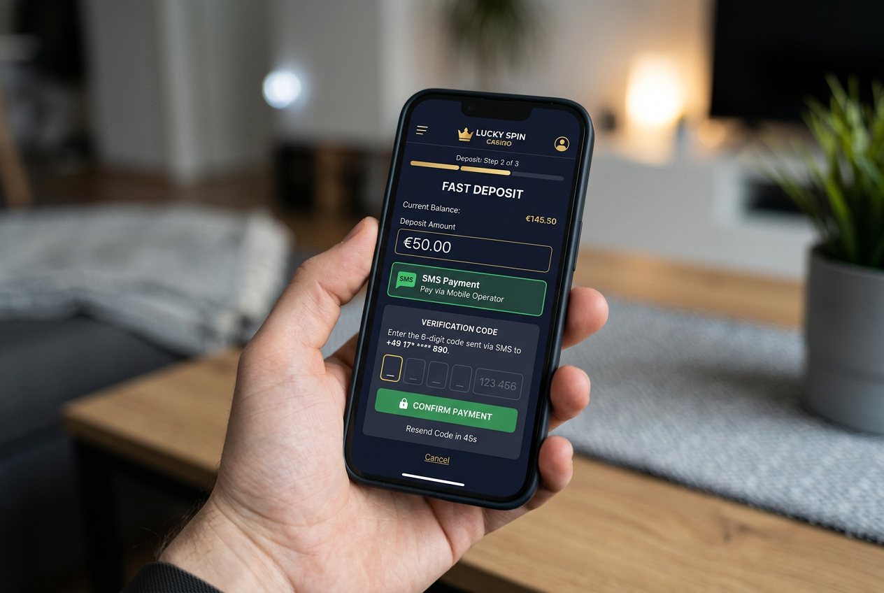 Mobilní rozhraní kasina při vkladu přes SMS