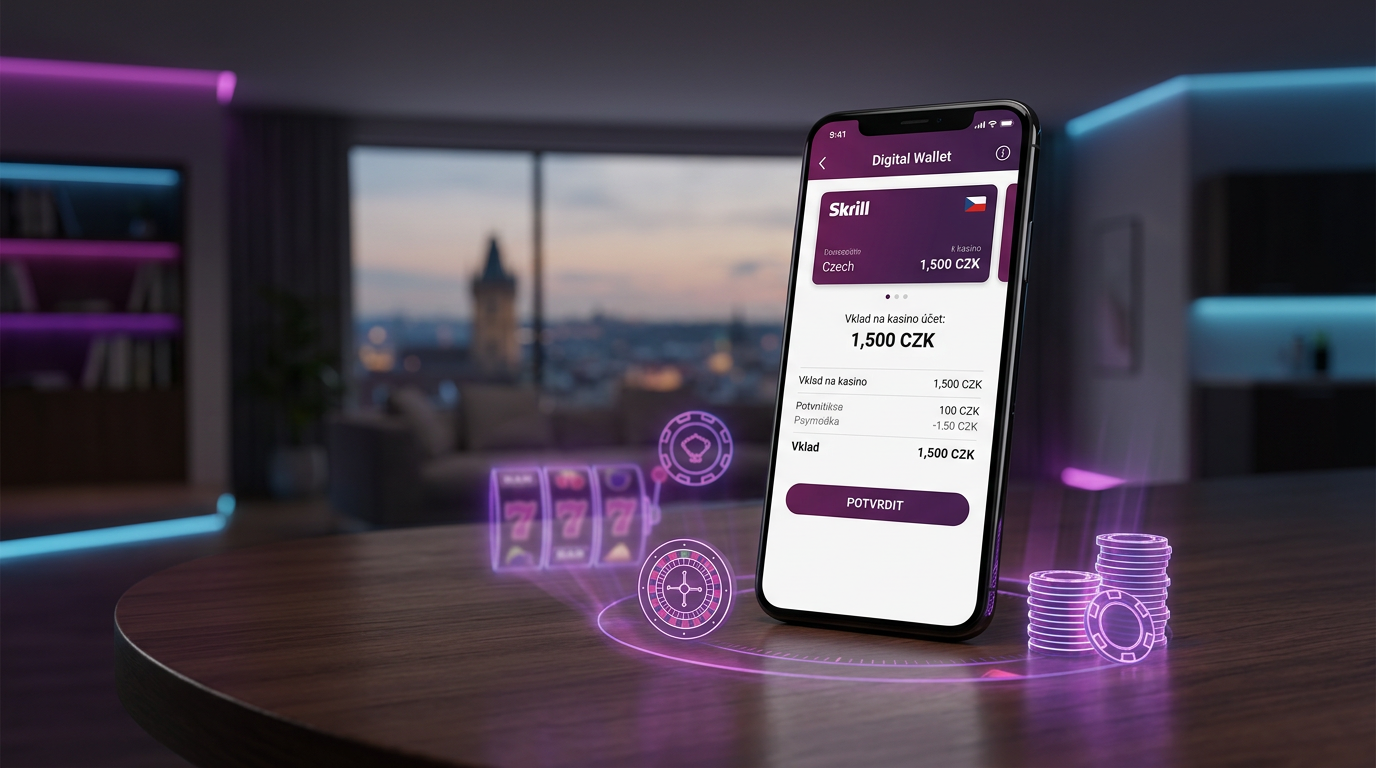 Koncept digitální peněženky Skrill a online kasina v roce 2026